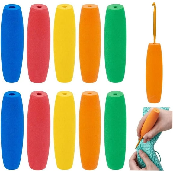 10 Pcs 3.5x0.98 inch EVA Crochet Hook Handle Without Crochet Hook 5 Colors of Crochet Accessories Grips for Arthritic Hand