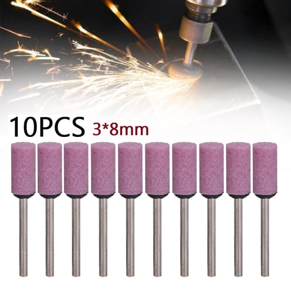 10 Pcs 3*8mm Abrasive Mounted Stone for Rotary Tools Grinding Stone Wheel Head
