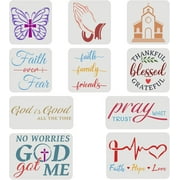 10 Pcs 3 Size Christian Stencil Plastic Butterfly Pray Church Pattern Stencil Faith Hope Love God is Good Large Bible Sign Motivational Saying Stencils for Home Office Wall Decor 1set DIY