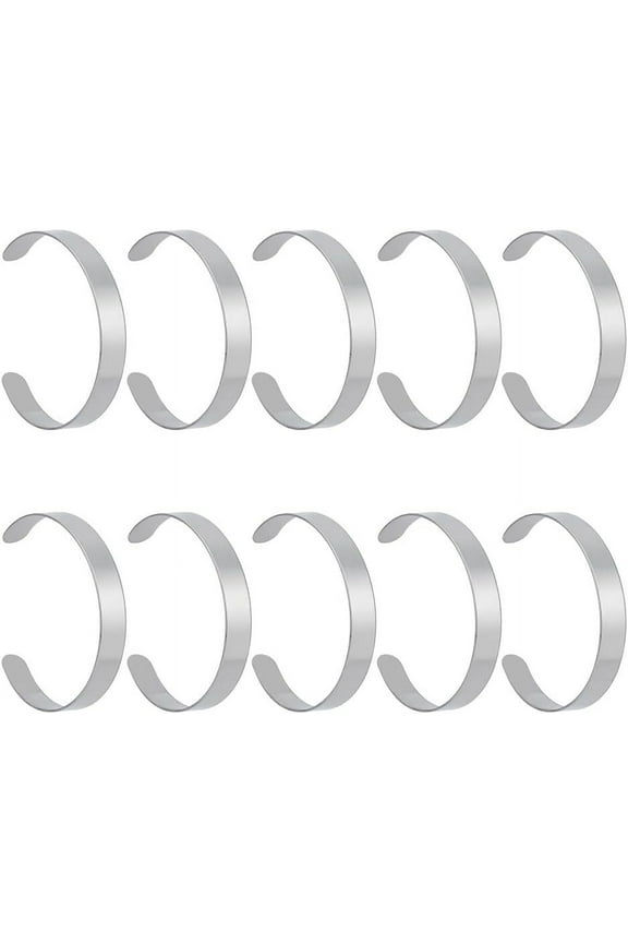 10 Pcs 304 Stainless Steel Blank Core Bracelets 0.39inch Width Cuff Bangle Bracelet Blank Plain Bangles Grooved Cuff Bangles Armband Bangles Decoration Jewelry Making Stainless Steel Color