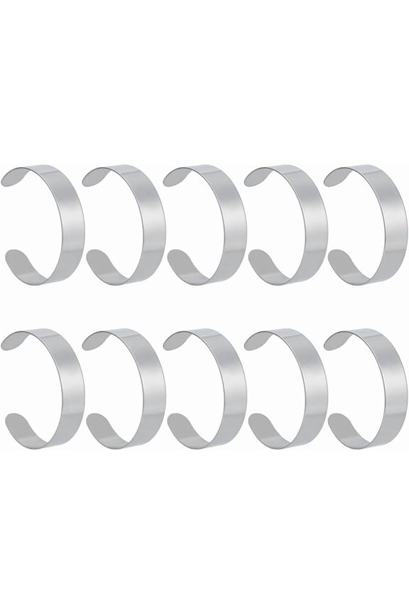 10 Pcs 304 Stainless Steel Blank Core Bracelets 0.6inch Width Blank Plain Bangles Open Wide Bracelets Adjustable Wrist Cuff Wrap Bracelet for DIY Jewelry Making DIY