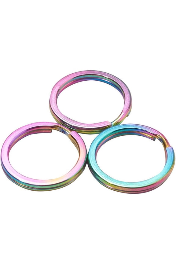 10 Pcs 304 Stainless Steel Colorful Plated Metal Key Ring Spring Split Key Rings Bulk for Home Keys Organization and Craft Making - 16mm