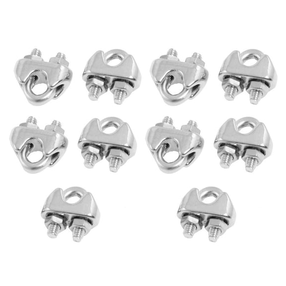 10 Pcs 304 Stainless Steel Saddle Clamp Cable Clip for 3/25 Inch 3mm Wire Rope,10 x Wire Rope Clip,Silver