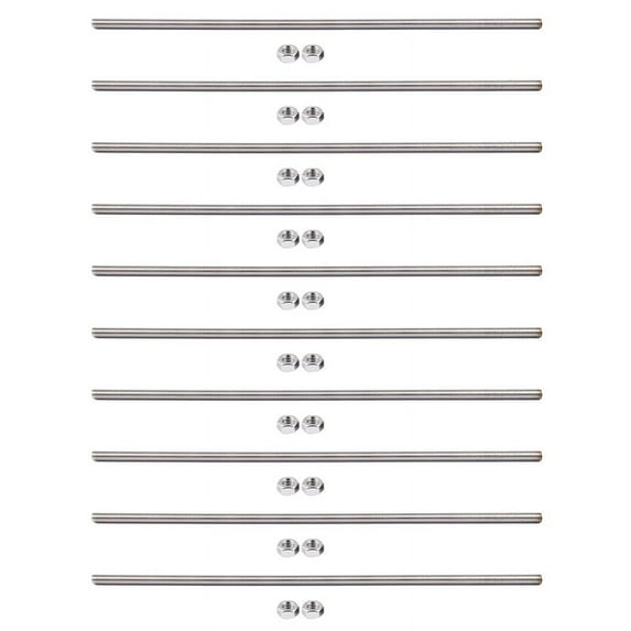 10 Pcs 320mm x M8 Stainless Steel Thread Bar Stock Rod Silver Tone