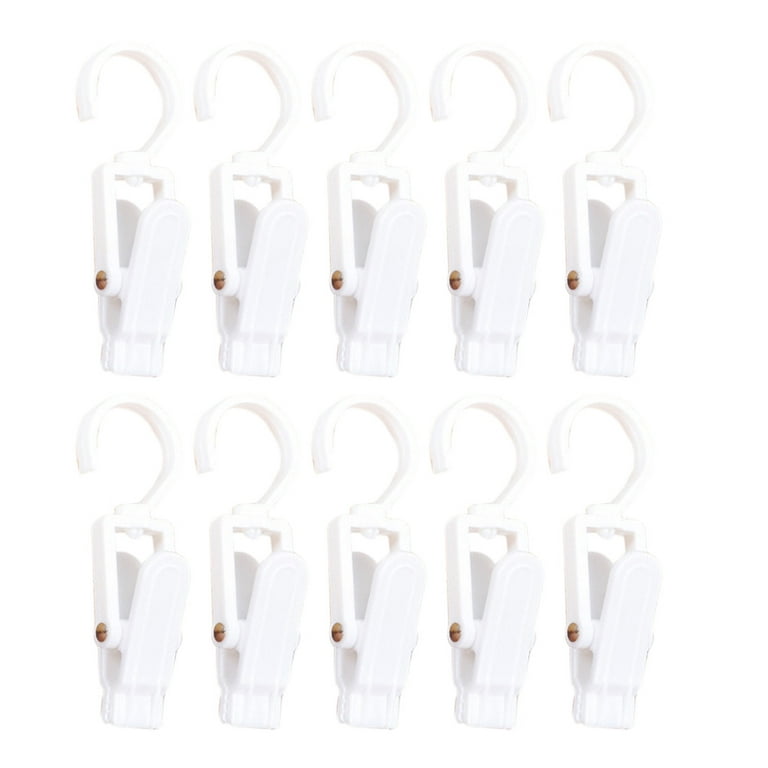 10 Pcs 360 Degree Rotatable Plastic Hooks Multifunctional Clever Swivel  Curtain Clips Coat Hooks for Home Office Workshop (White)