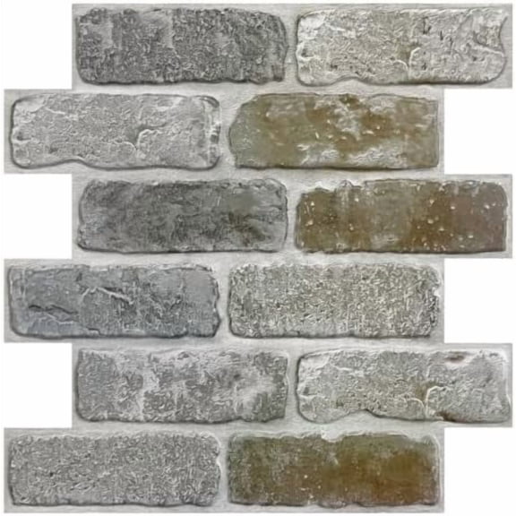 10 Pcs 3D Faux Brick Wall Panel, Peel and Stick Brick Wall Tiles, 12"X12" Small Size Thin PVC Gray Brick Self Adhesive Brick Backsplash Faux Brick Panels, Paintable Decorative Tiles