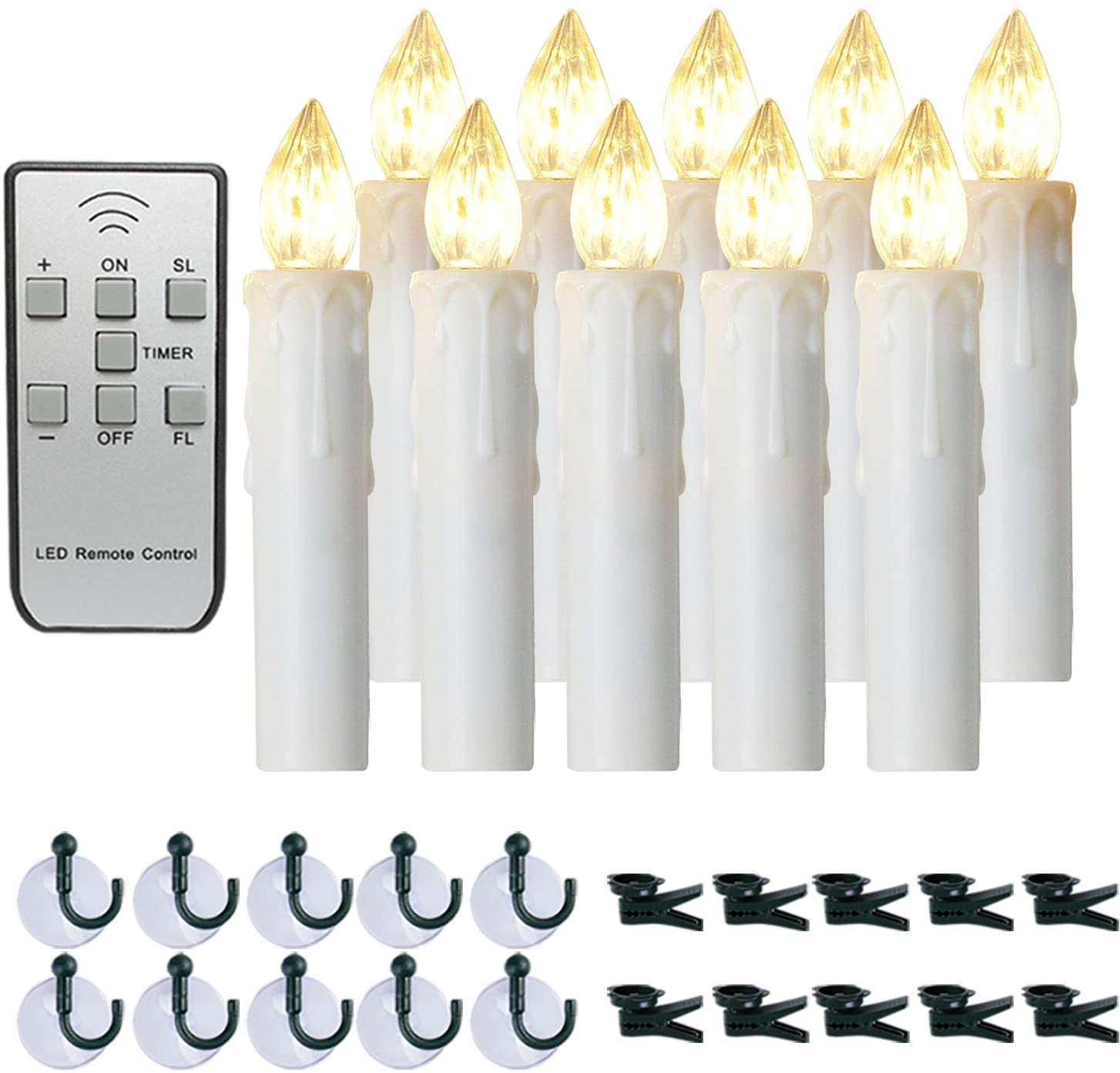 10 Pcs 4'' Flickering Led Candles for Christmas Tree, Window Decor