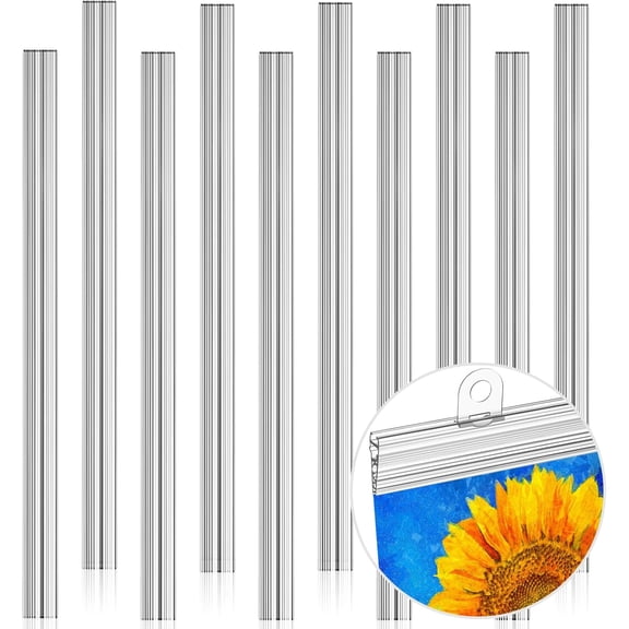 10 Pcs 48 Inch Poster Hanger Frame Hanging Rails for Posters Clips Signs Maps Picture Holder Plastic Tapestry Banner Art Wall Display(Clear)
