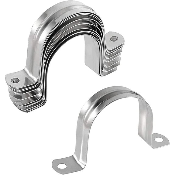 10 Pcs 4inch Rigid Pipe Strap,Two Hole Stainless Steel Strap U Bracket, Widened Tube Strap Tension Clip Assortment Kit Heavy Duty Pipe Clamp for Pipe Fixing(110mm),
