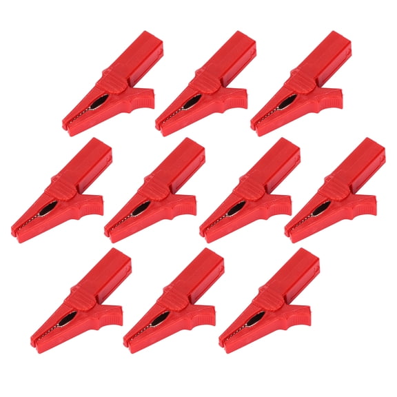 10 Pcs 4mm Banana Jack Rear Battery Safety Clamp Brass Nickel Plated Electrical Test Clips for RVs Ships Trucks (Red, 10-Pack / 10mm / 0.4 inches Opening)