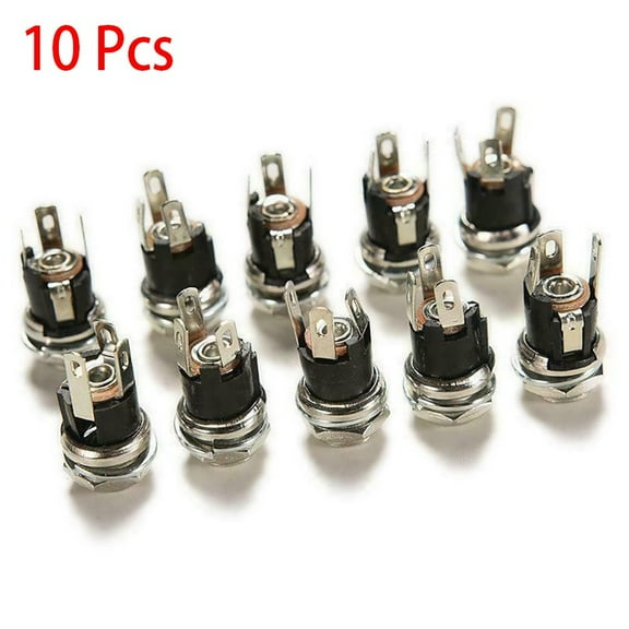 10 Pcs 5.5 X 2.1 Mm Female Metal Panel Mount Socket Dc Power Connector Plug