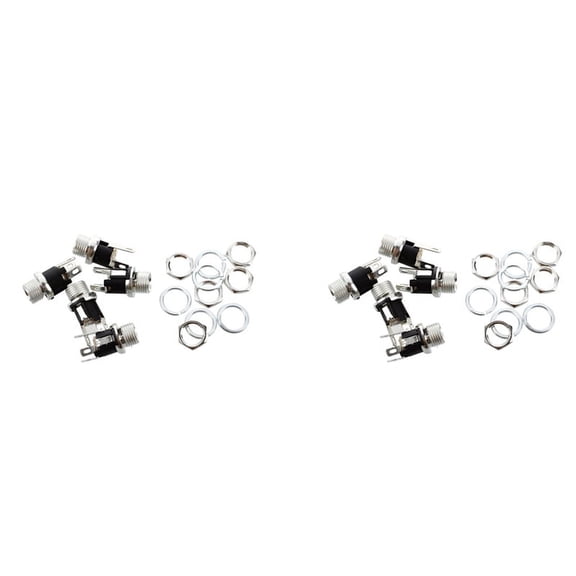 10 Pcs 5.5mmx2.1mm DC Power Jack Socket Female Panel Mount Connector,10 x DC Power Jack PCB Mount Connector,Silver Tone& Black
