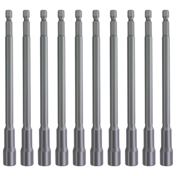 10 Pcs 5.9 in / 150 mm Extended Nut Setter Set with Strong Attachment Force, CR-V Steel 0.31 in / 8 mm Socket, 1/4 Inch Hex Shank, Universal Nut Driver Bit Set for Electric/Pneumatic Screwdrivers