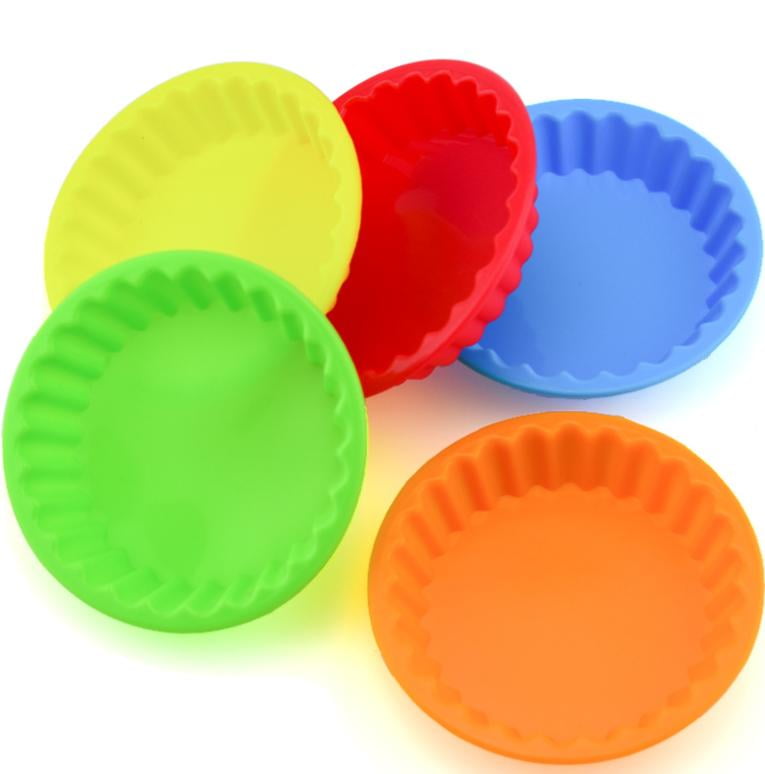 10 Pcs Colors Birthday Cake Mold,Non-stick Soft Mini Pie Pan