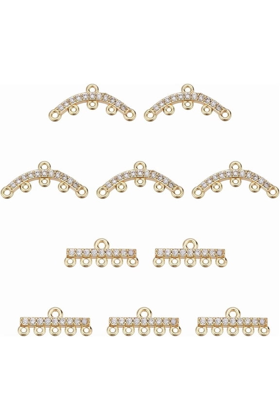 10 Pcs 5-Layer Clasp 2 Styles Gold Plated Brass CZ Bar Connector Clasp Links Connectors with Loops for DIY Multilayer Earrings Jewelry Making