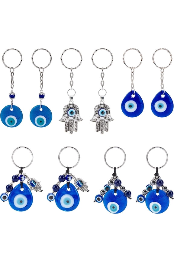 10 Pcs 5 Styles Keychain Lampwork Charms Pendants Keyring Lucky Charms Keyring for Gift Bag Accessory Ornaments