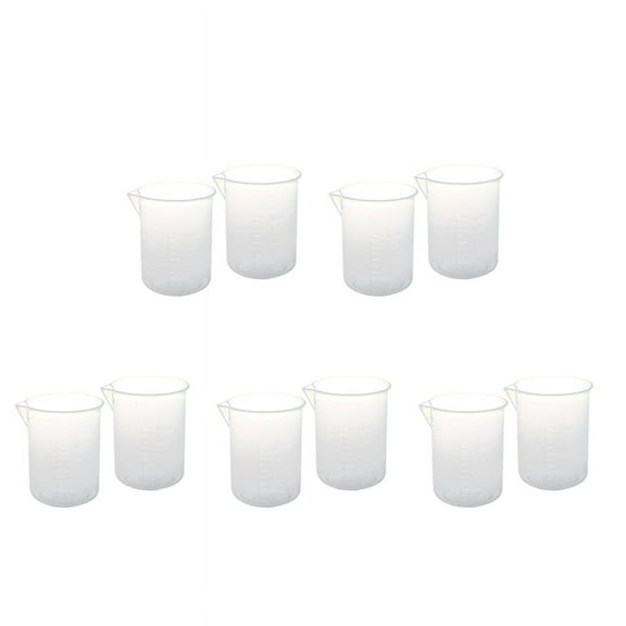 10 Pcs 50 Ml Laboratory Plastic Water Liquid Measuring Cup Transparent