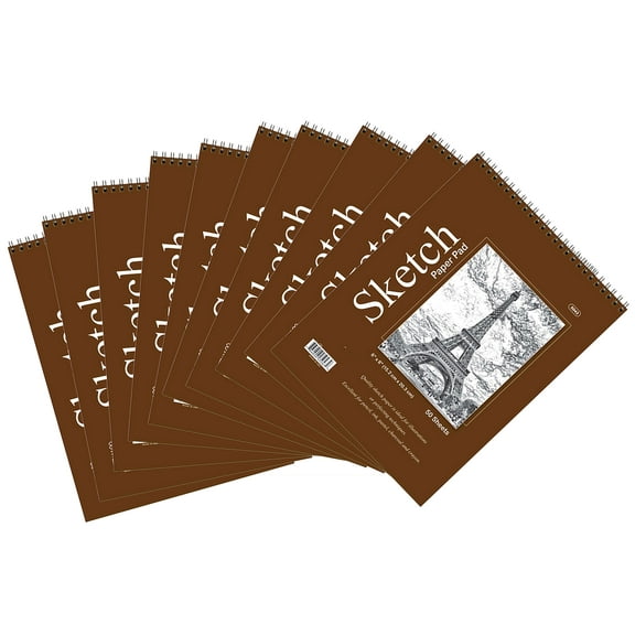 10 Pcs 50 Sheets 6" X 8" Top Bound Spiral Sketch Book Paper Pad for drawing and note