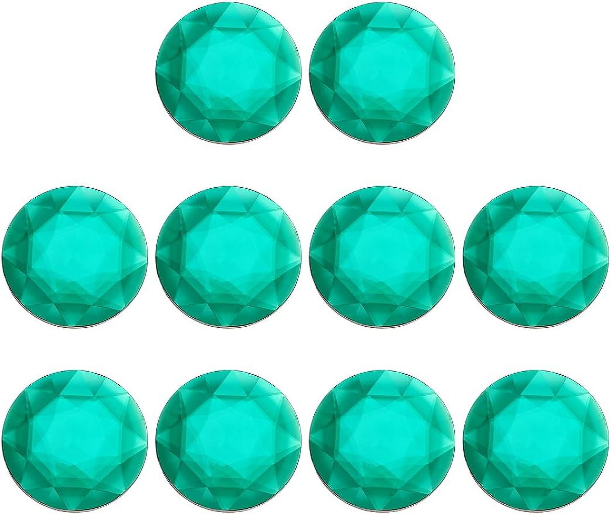 10 Pcs 50mm Extra Large Self-Adhesive Acrylic Rhinestone Flat Back Round  Rhinestone Green Round Jewels Plastic Gems Embelishments Circle Gems Stick  On Jewels for DIY Crafts 