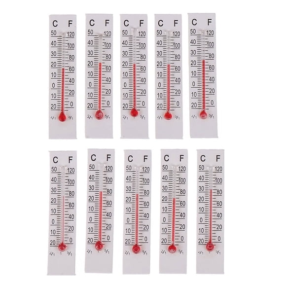 10 Pcs 5cmX1.1cm Miniature Paper Cardboard Thermometer Indoor -20-50 Celsius