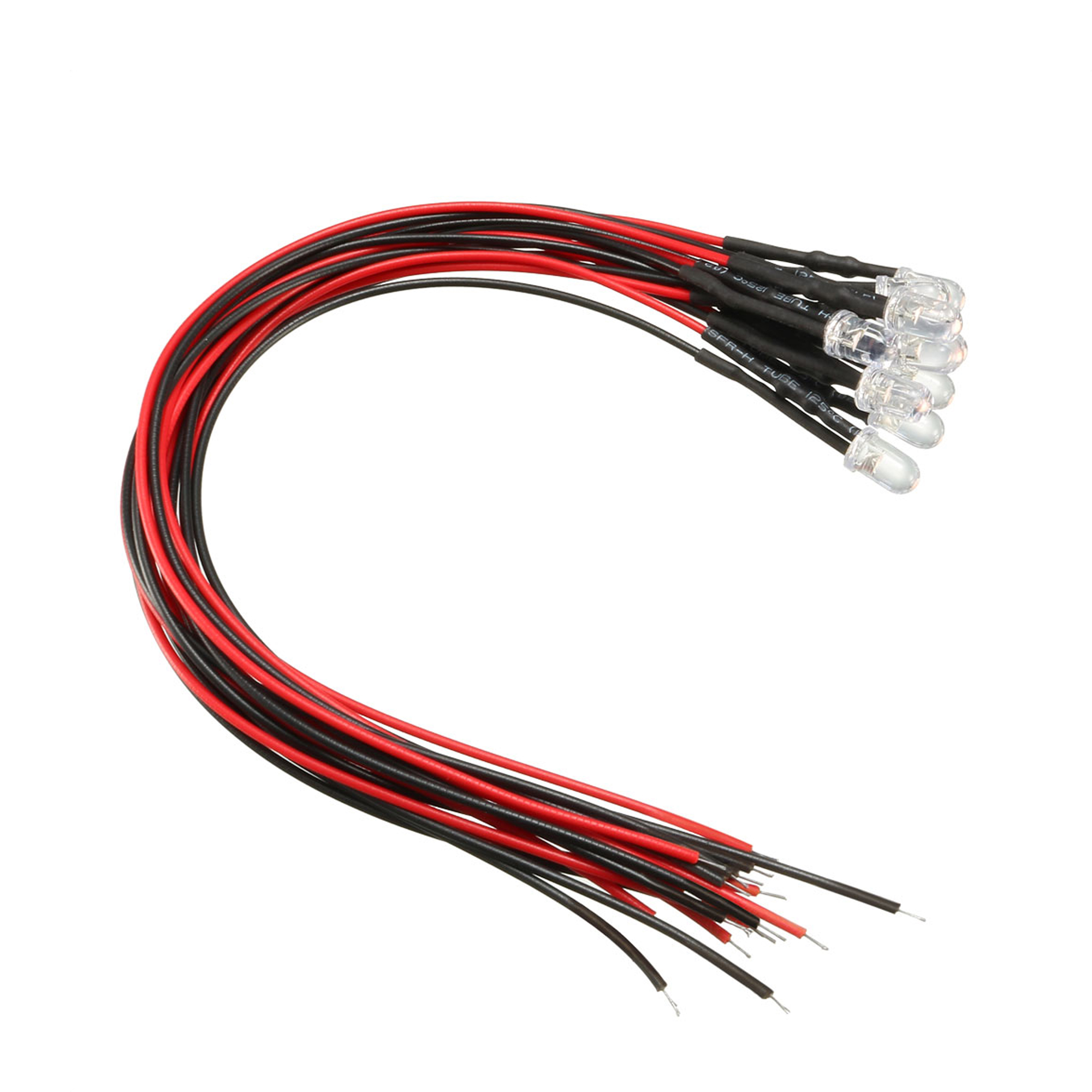 20Pcs 5Mm Dc 3-12V Diode Ampoule Led Câblé 20Pcs Plastique 5Mm Led