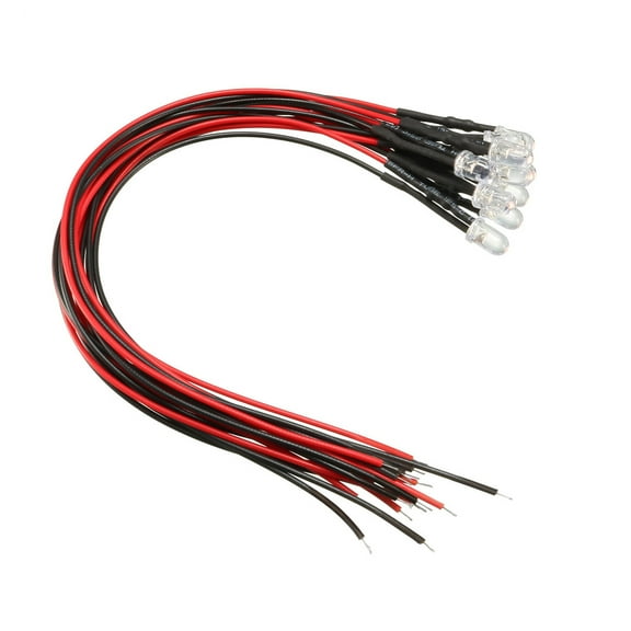 10 Pcs 5mm Pre-Wired Diffused LED Diodes Light 20mA DC12V Green