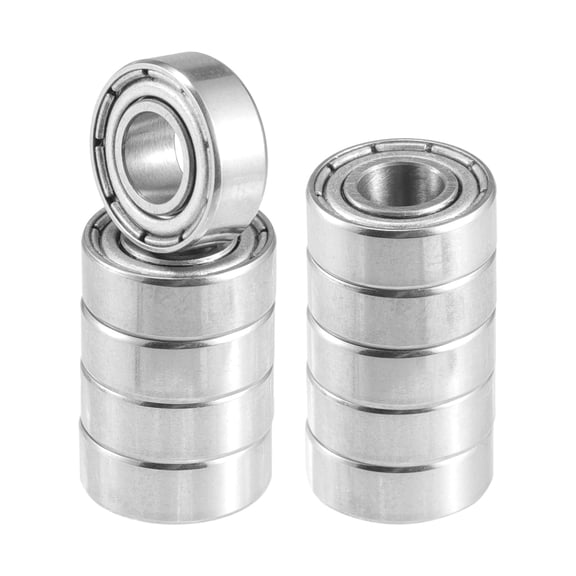 10 Pcs 5x11x4mm Double Metal Shield MR115ZZ Single Row Deep Groove Ball Bearings Silver Tone