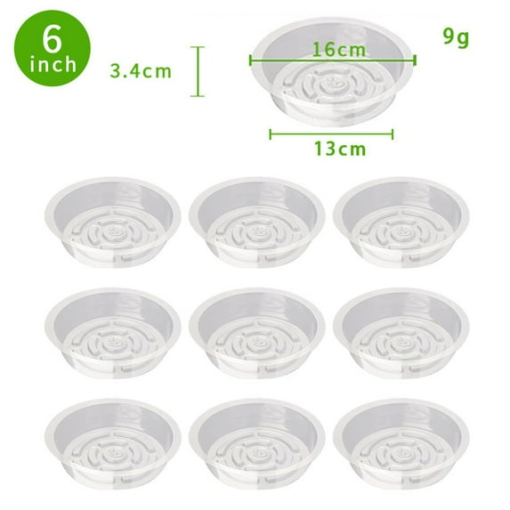 10 Pcs 6 inch Clear Plastic Plant Saucers Flower Pot Drip Trays Garden