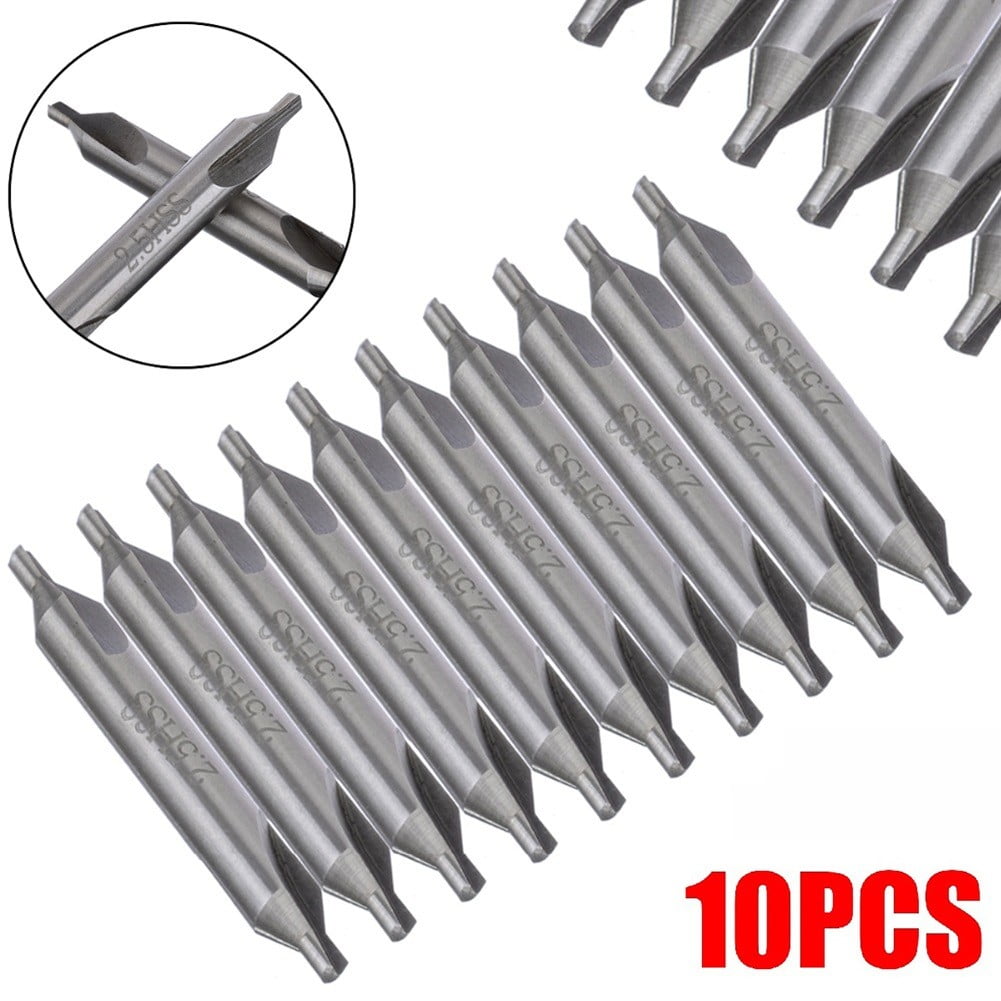 10 Pcs 60 Degree HSS Center Spotting Drill Bit Combined Countersink