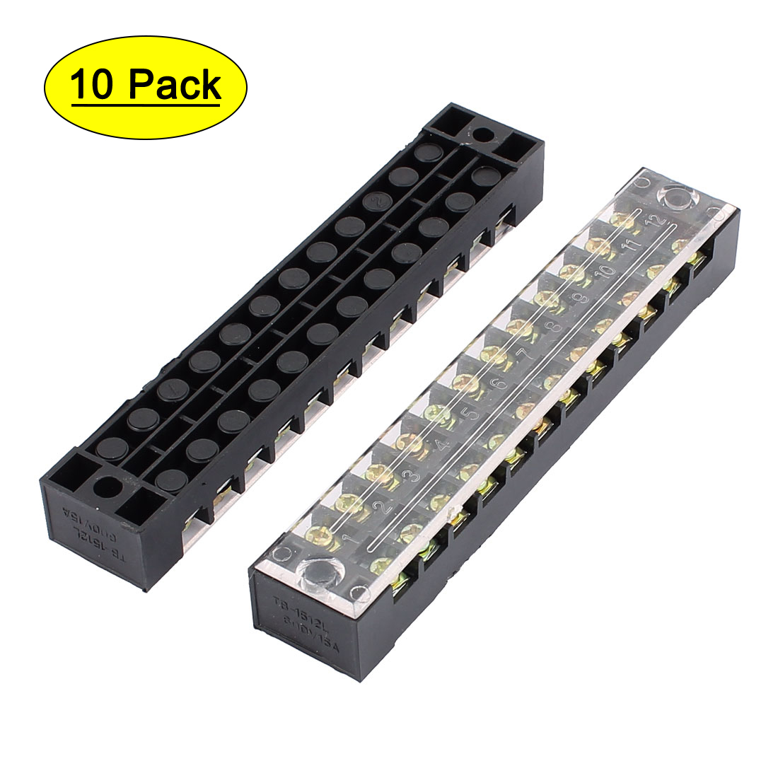 10 Pcs 600V 15A 12P Screw Electrical Barrier Terminal Block Cable Connector Bar - image 1 of 5