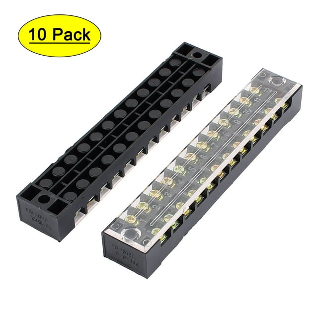 10 Pcs 600V 15A 12P Screw Electrical Barrier Terminal Block Cable Connector Bar