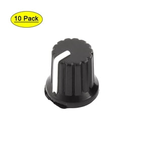 10 Pcs 6mm Dia Shaft Hole Plastic Potentiometer Rotary Control Knobs Caps Black