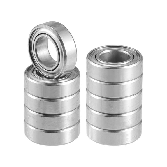 10 Pcs 7x13x4mm Double Metal Shield MR137ZZ Single Row Deep Groove Ball Bearings Silver Tone