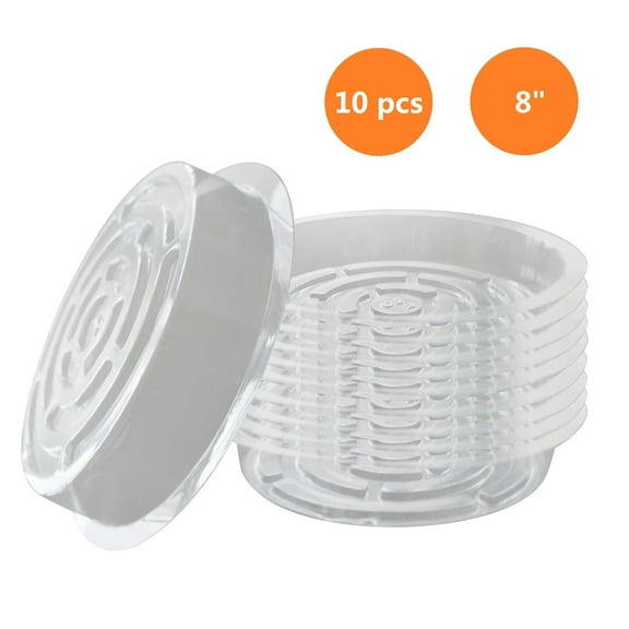 10-Pcs 8" Transparent Plastic Plant Pot Drip Trays Pallets