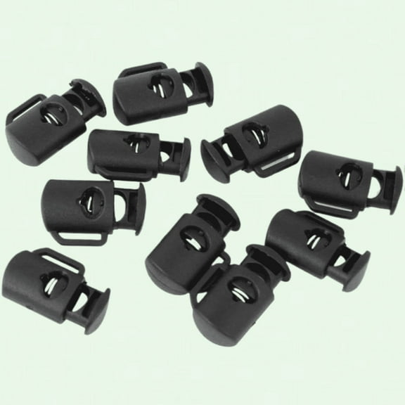 10 Pcs 8mm Single Hole Rope Cord Locks Ends Drawstring Toggles Black