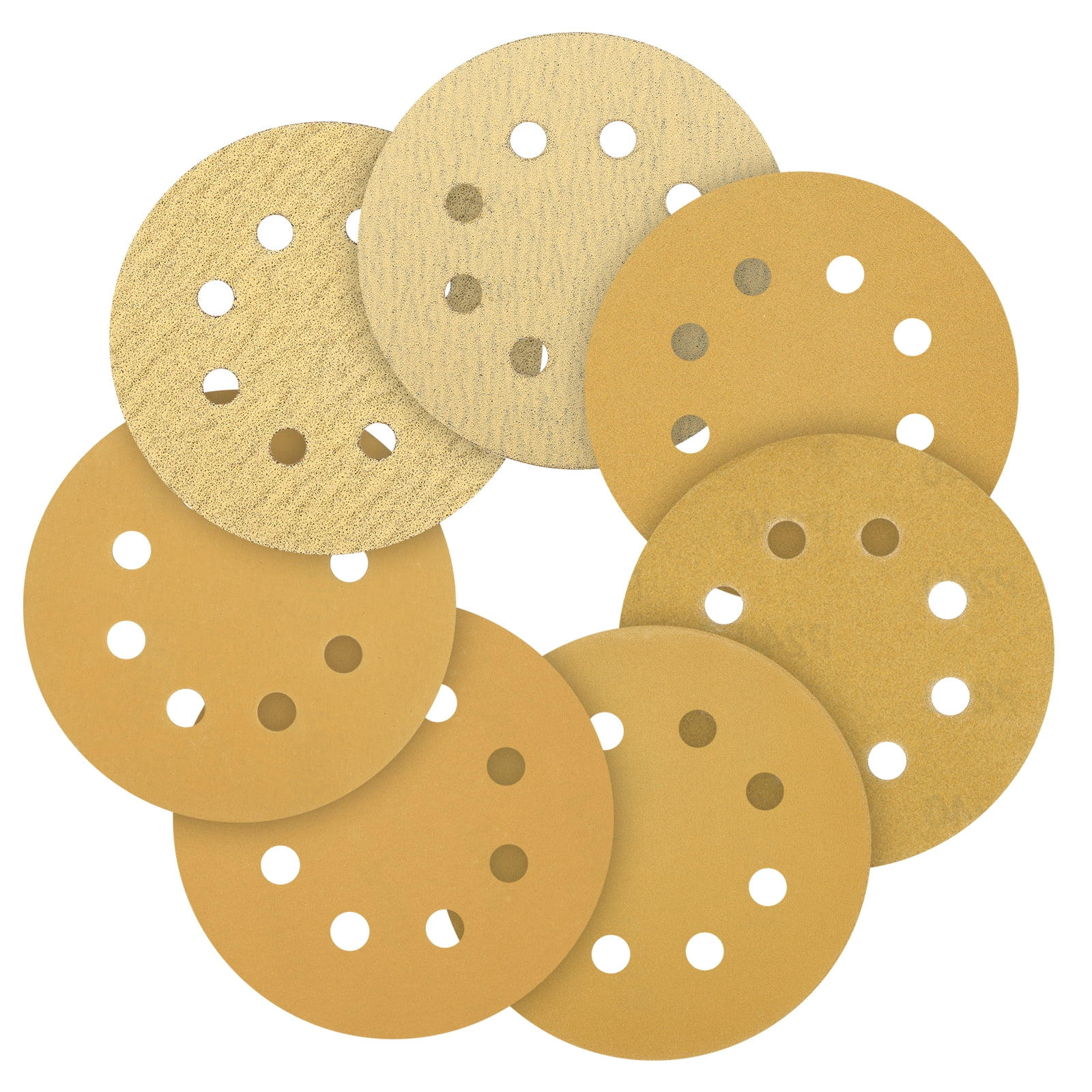 10 Pcs 9 Inch Sanding Disc 180 Grit Hook and Loop Sandpaper Random Orbital Sander Pads for Woodworking Automotive, Gold