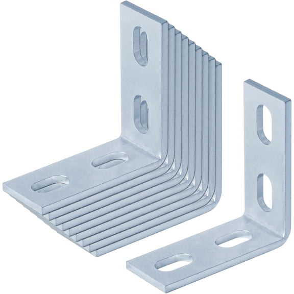 10 Pcs 90 Degree Fittings for 1-5/8" Strut Channel, 4 Slot Hole L Shaped Angle Bracket, 7/32" Thick