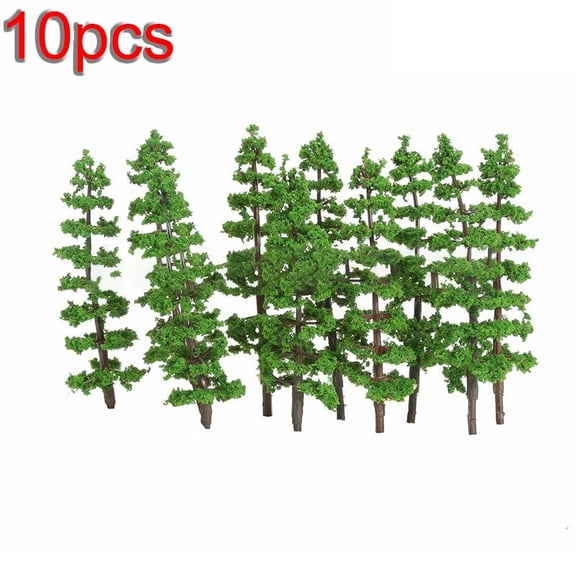 10 Pcs 9CM Pine Trees Model Street Train Railway Scenery Layout 1:100-1:150 /HO Scale