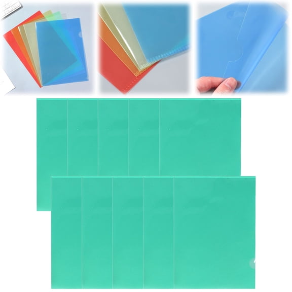 10 Pcs A4 Colours Clear Plastic Folders Plastic Sleeves Wallets File Paper Cover 8 Colours Folder Sheet Protector for Office School Work Report Presentation Project Documents File,Green