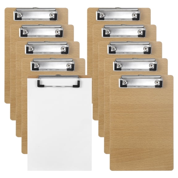 10 Pcs A5 Wooden Menu Boards, 8.3 x 5.8 in Restaurant Check Presenters, Professional Server Bill Folders with Robust Metal Clip, Smooth Writing Surface for Cafes Bars