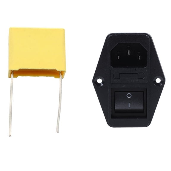 10 Pcs AC 275V 0.22UF Polypropylene Film Capacitors MPX & 1x Solder Lug Terminals IEC 320 C14 Filter