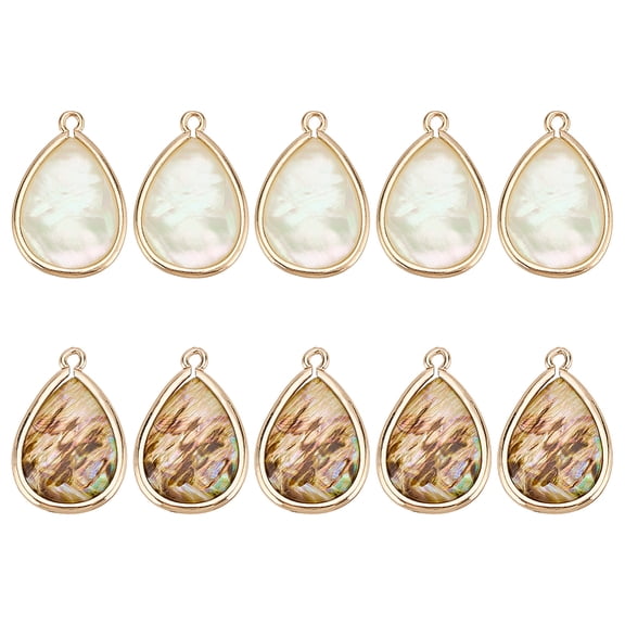 10 Pcs Abalone Shell Charms 2 Colors Teardrop Shell Pendant Natural Paua Shell Pendant Beach Seashell Beads Charms