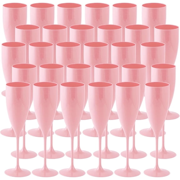 10 Pcs Acrylic Champagne Flutes Wedding Champagne Flutes Mr and Mrs Champagne Flutes 5.4 fl oz 160 ml (Baby Pink)