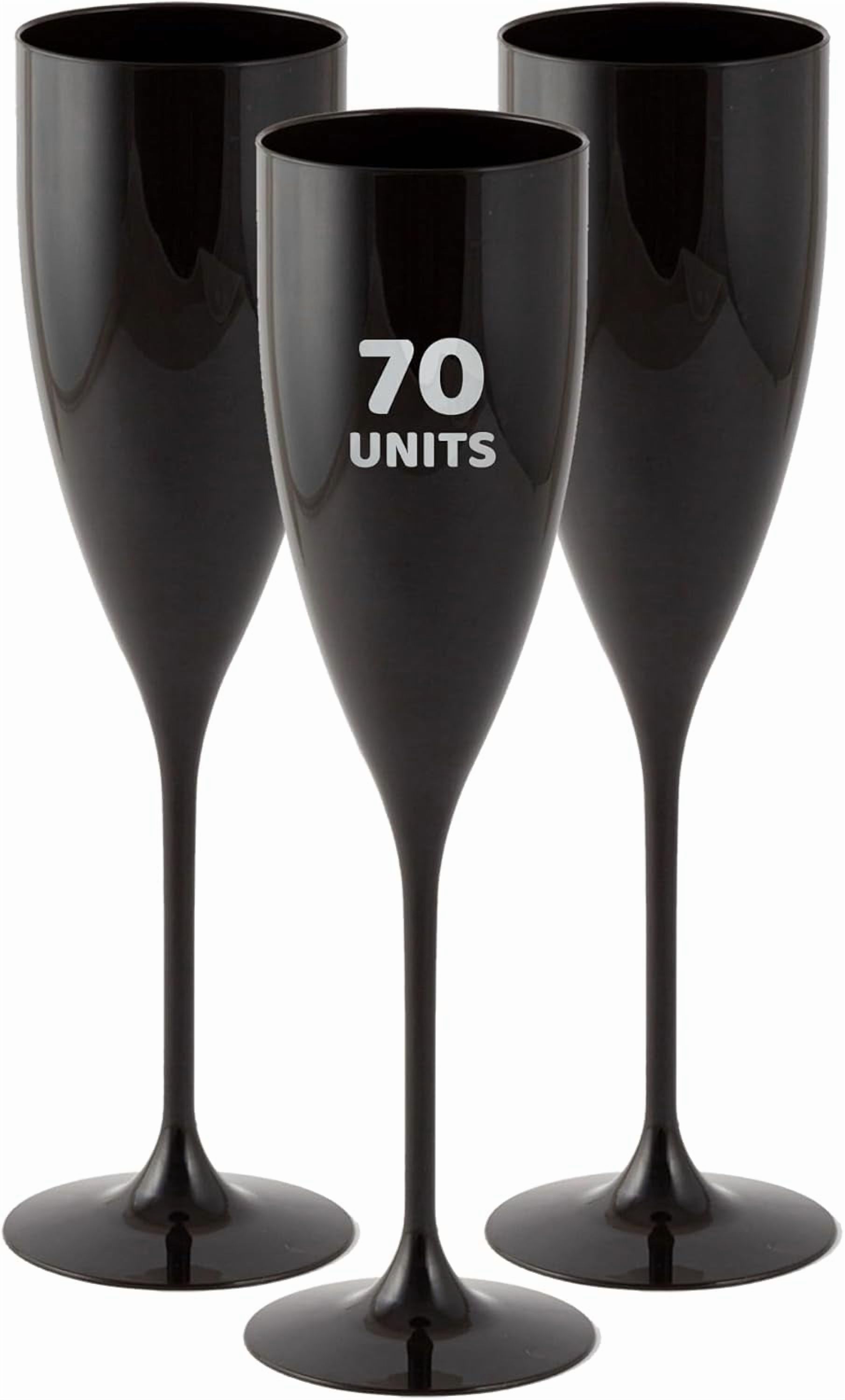 Grupo Mirandinha - 30 Black Acrylic Champagne Flutes, 5.4 fl oz, BPA-Free, Shatterproof & Elegant
