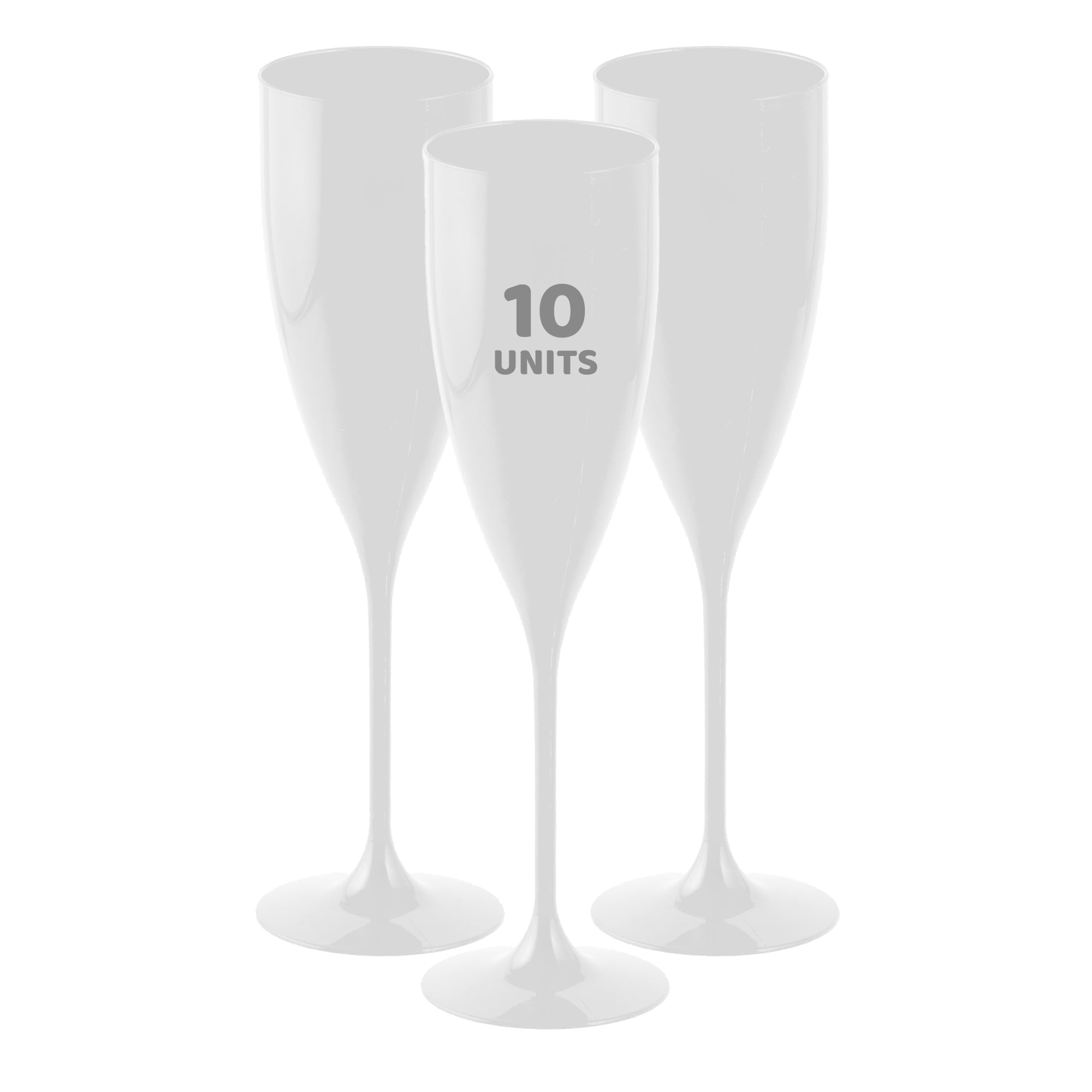 Grupo Mirandinha - 30 White Acrylic Champagne Flutes, 5.4 fl oz, BPA-Free, Shatterproof & Elegant