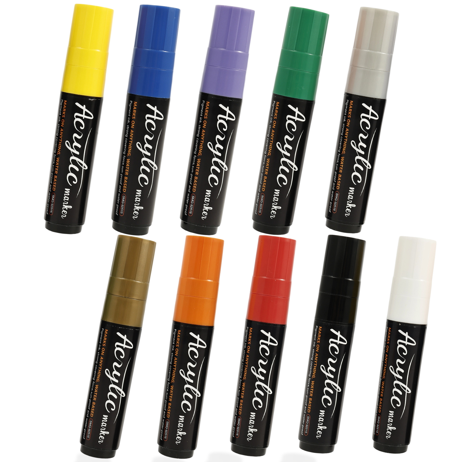 10 Pcs Acrylic Paint Marker 10 Colors Long Lasting Jumbo Poster Marker with 3 in 1 Tip Design for Artist Teenager Art Student Adult