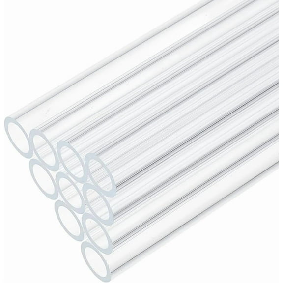 10 Pcs Acrylic Round Tube 0.6 Inch ID x 0.7 Inch OD x 5.9 Inch Length Pipe Clear Round Tube Clear Rigid Acrylic Pipe Tubes Transparent Tubes