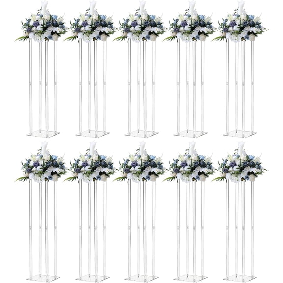 10 Pcs Acrylic Vases Wedding Centerpieces for Tables,Clear Column Flower Stand Flower Stand Acrylic Geometric Wedding Vases for Party Home Decor 3188''
