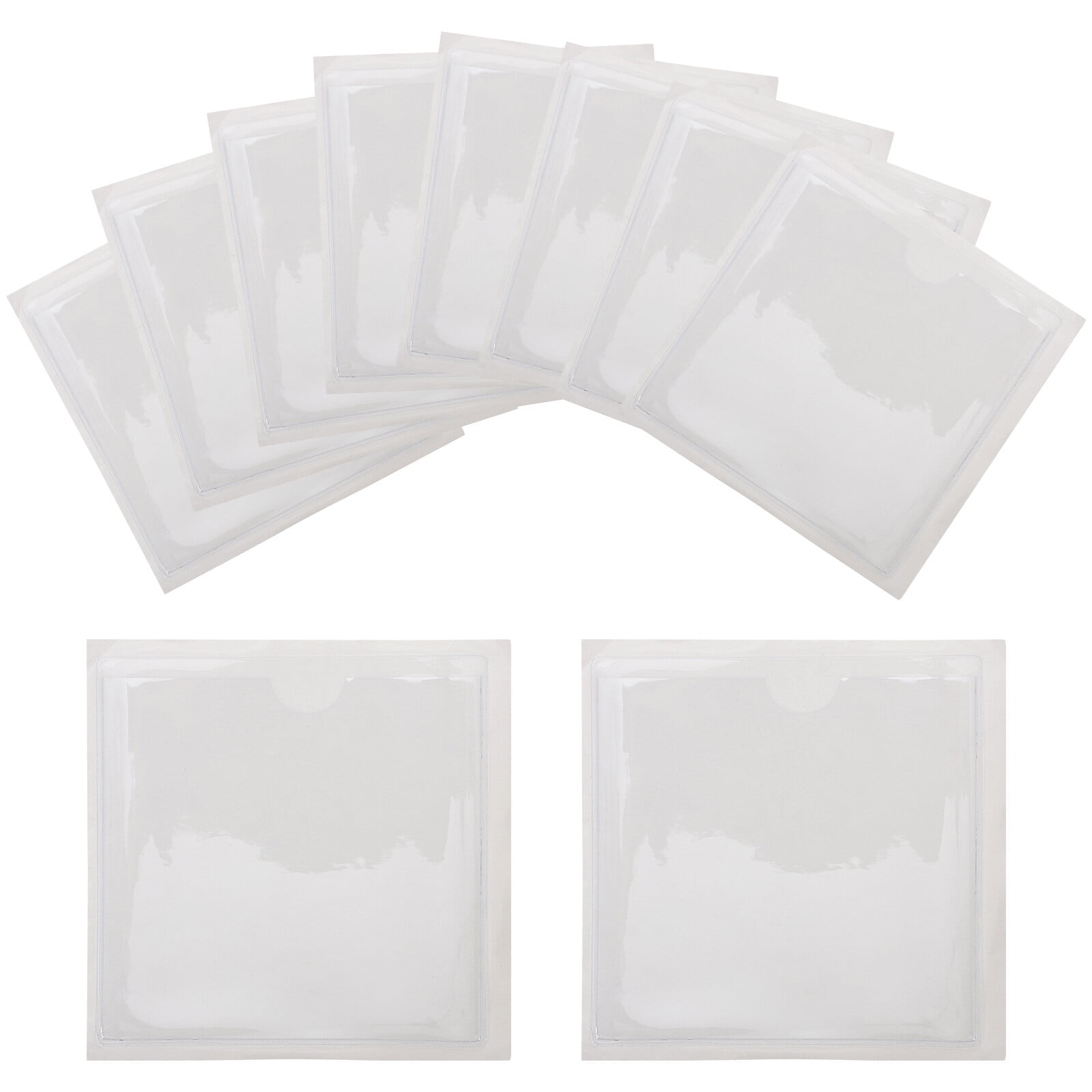 10 Pcs Adhesive Soft Plastic Label Credit Card Holders Name Clear Pockets Sleeves Reusable Index