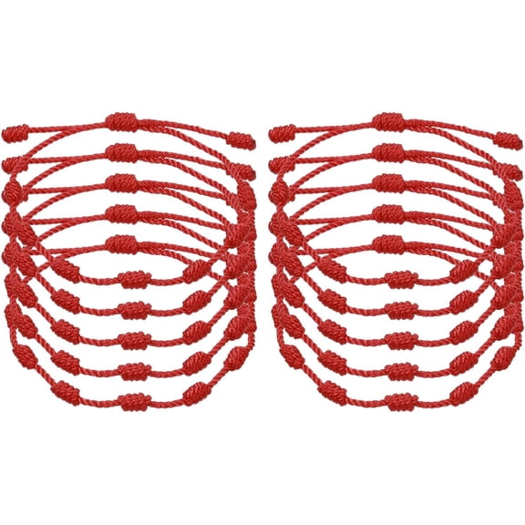 10 Pcs Adjustable Cord Bracelet String, 7 Knot Good Luck Handmade Braided String Protection for Women DIY Wrist Jewelry Making, 13-26cm Long